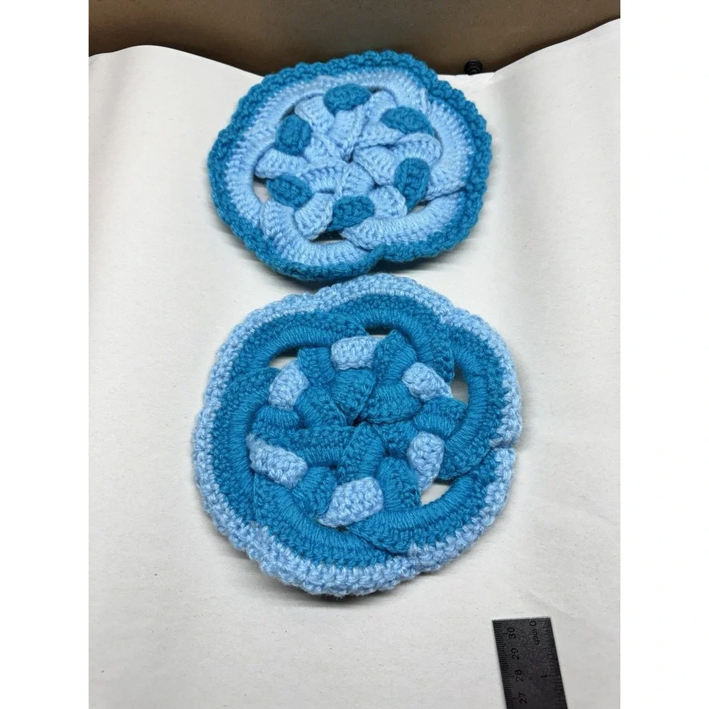 Vintage Lot of‎ 2 Handmade Hot Pads Trivets Crocheted Pot Holder Wall Hangings